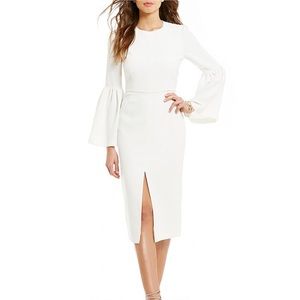 Jill Jill Stuart Trumpet-Sleeve Front-Slit Dress